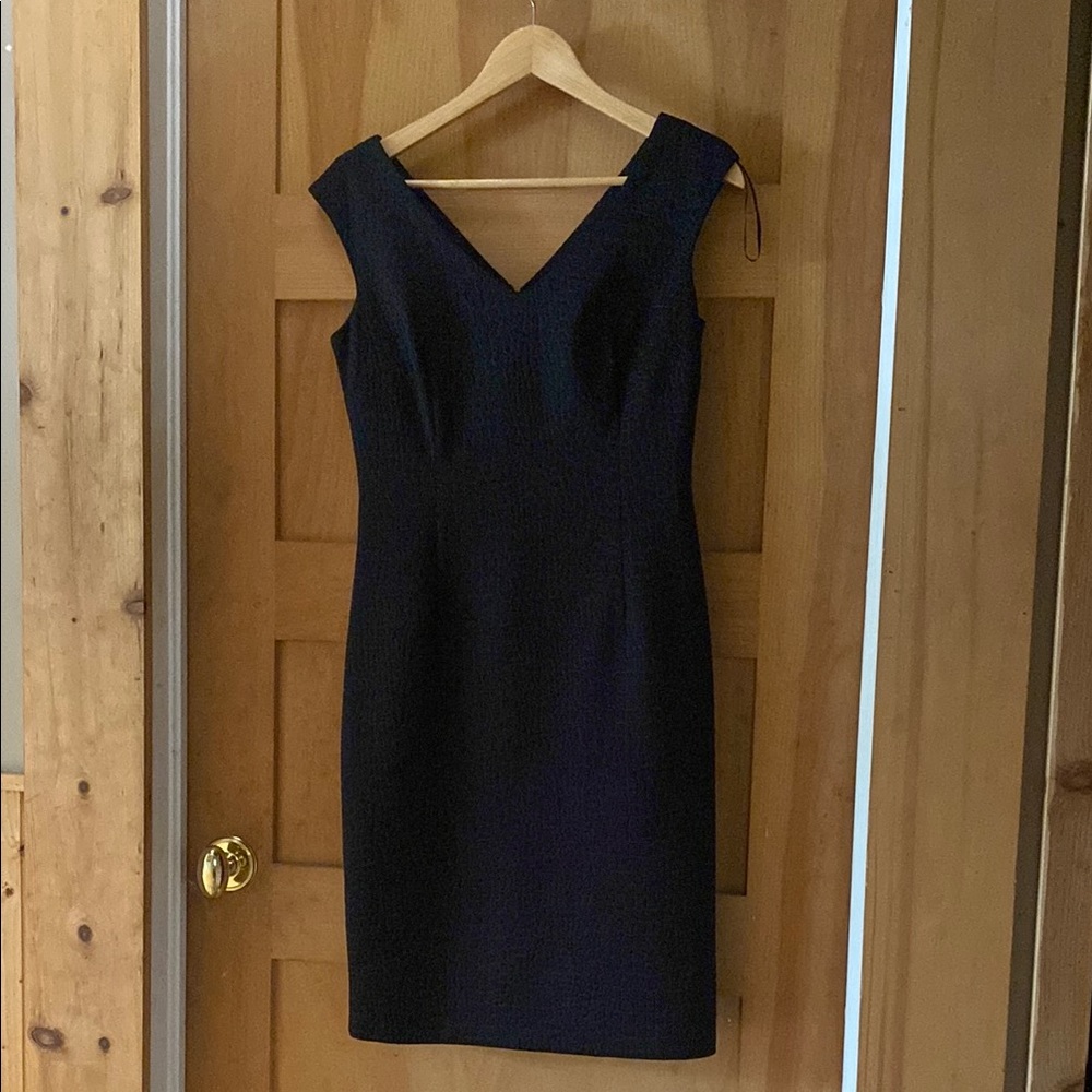 le chateau Black V-Neck Midi Sheath Dress